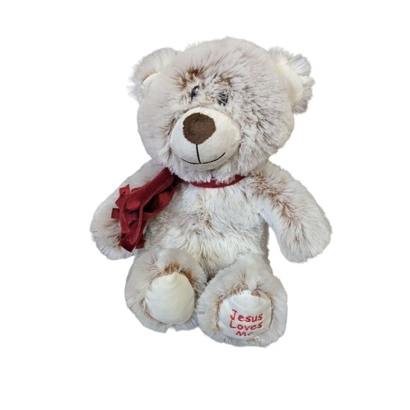 Fiesta Bear Jesus Love  Me  14 in  Marbled  10" sitting bear - Picture 1 of 7